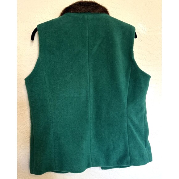 Bob Mackie Vest Women's size Medium  Vintage Green Fleece Embroidered Zip Collar - Picture 11 of 11